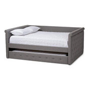Baxton Studio Alena Modern and Contemporary Grey Fabric Upholstered Queen Size Daybed with Trundle
